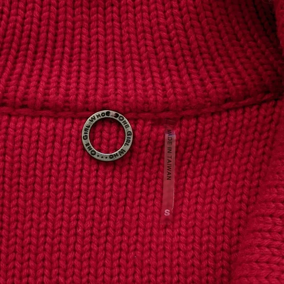 Anthropologie One Girl Who Red Wool Knit Sweater Moto Jacket | Size S - Picture 11 of 15